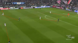 Immagine 1.  Pressing ultraoffensivo della Juventus, Casillas sbaglia il rinvio, recupera palla Marchisio che verticalizza su Vidal, che non riesce a concludere in porta
