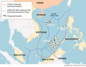 Le isole Spratly rivendicate dalla Cina 