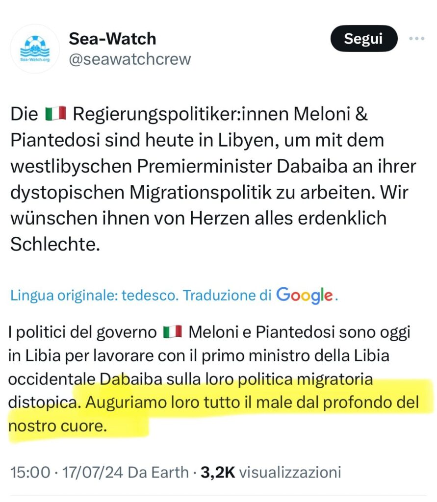 Ong messaggi contro meloni